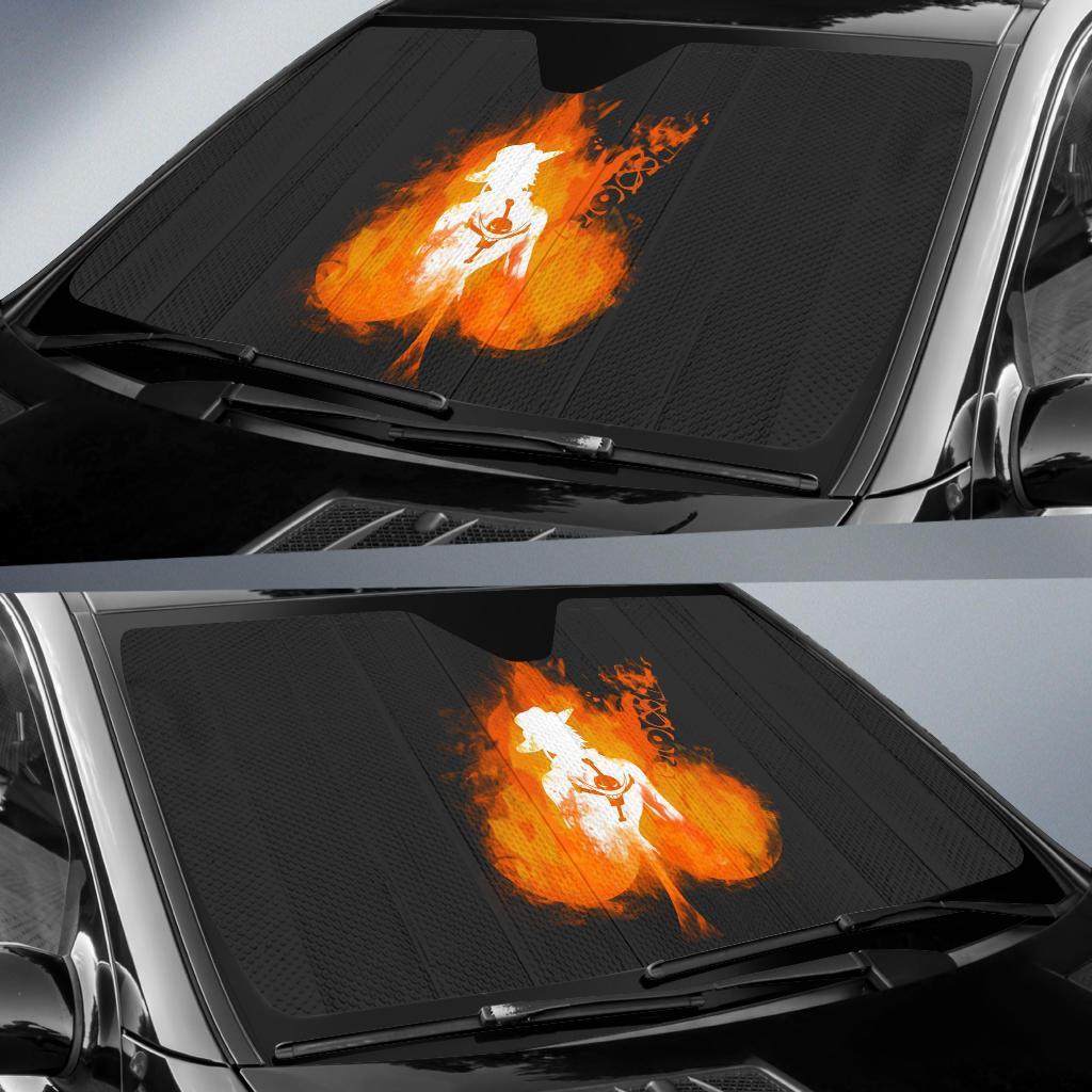 ace on fire car sun shades one piece anime fan