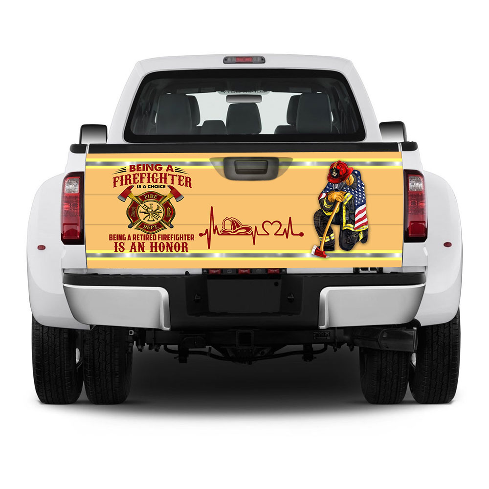 being a retired firefighter is an honor truck tailgate decal sticker