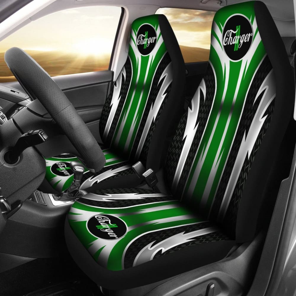 2 front dodge charger seat covers green