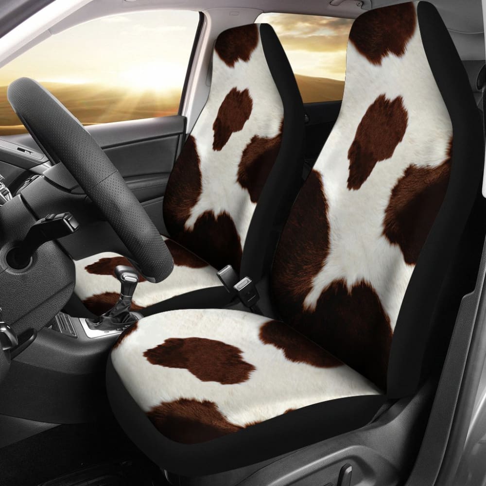 brown cowhide printed car seat covers 211804as128