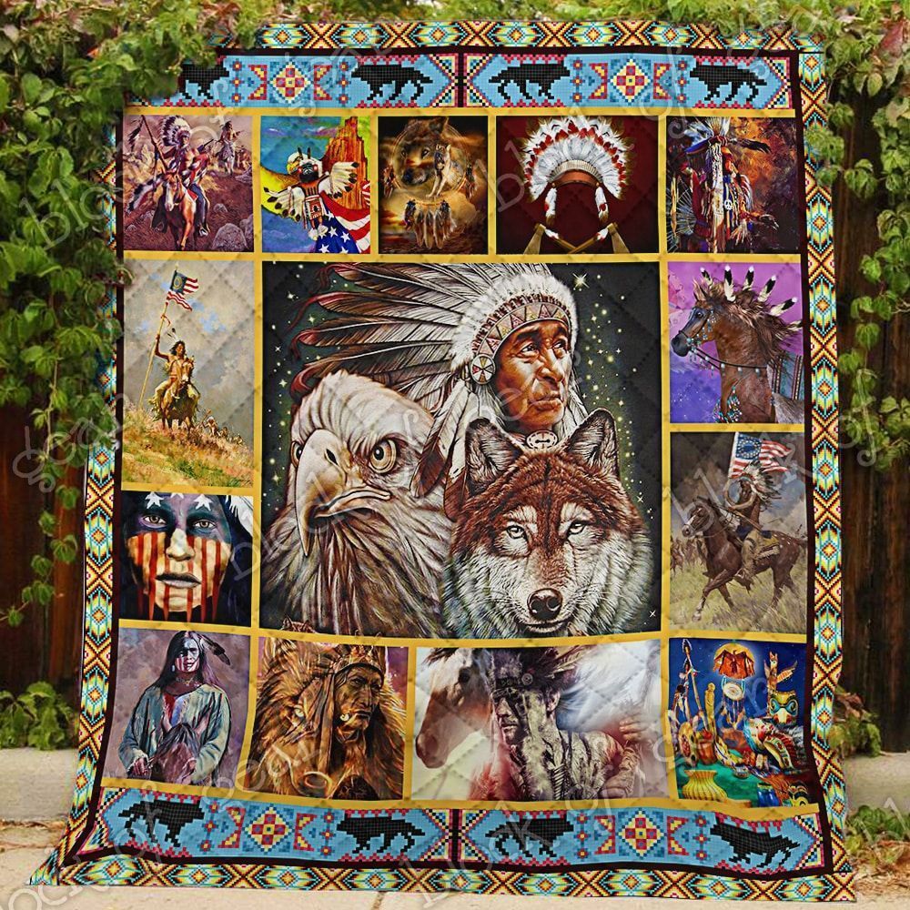 native american mix of beauty nature awesome quilt blanket quiltedpc6z7